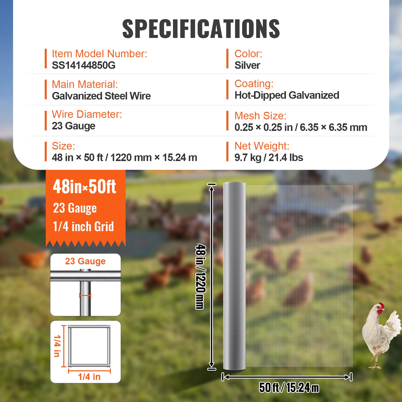 Galvanised Hardware Cloth Wire Mesh Roll For Garden Fencing_voghion.com